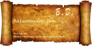 Balassovich Dea névjegykártya